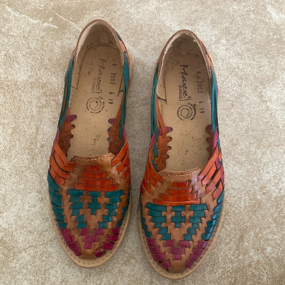 Rainbow Leather Huaraches Flats